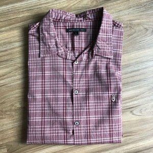 John Varvatos Peace Sign Logo Plaid Button Up Short